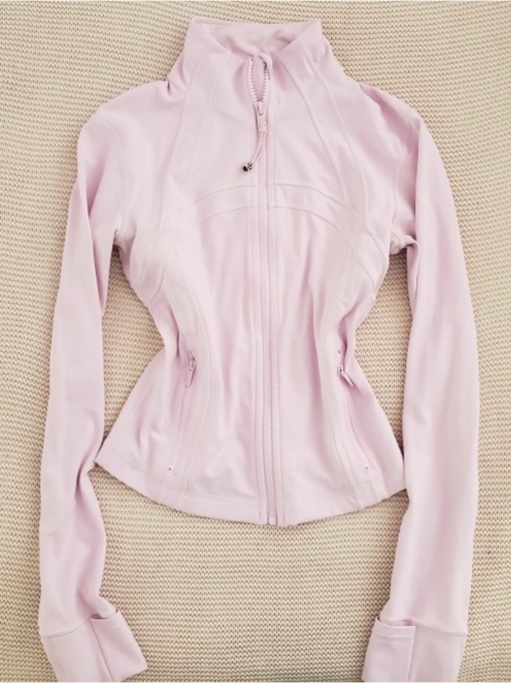 lululemon soft pink defined cropped zip up